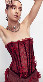 Bow Me strapless sheer corset top