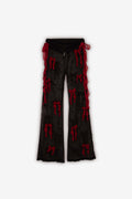Bow Down high-rise embellished sheer trousers