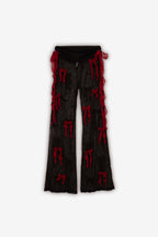 Bow Down high-rise embellished sheer trousers