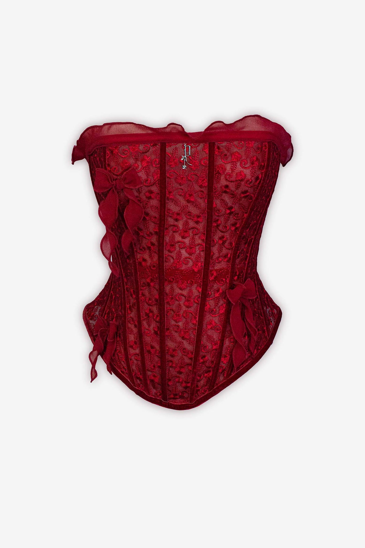 Bow Me strapless sheer corset top