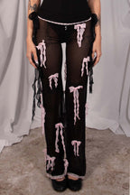 Bow Down embellished sheer trousers