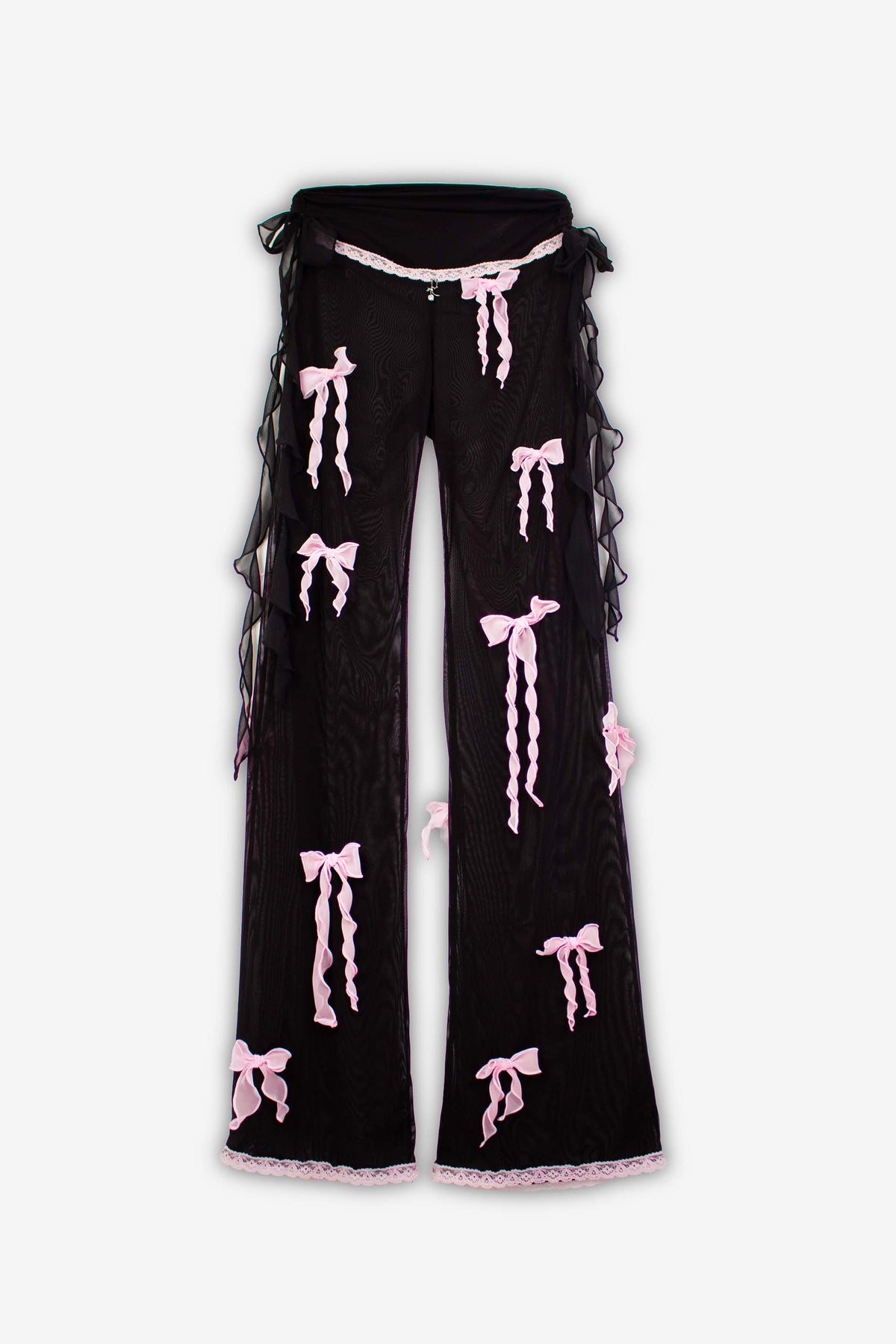 Bow Down embellished sheer trousers