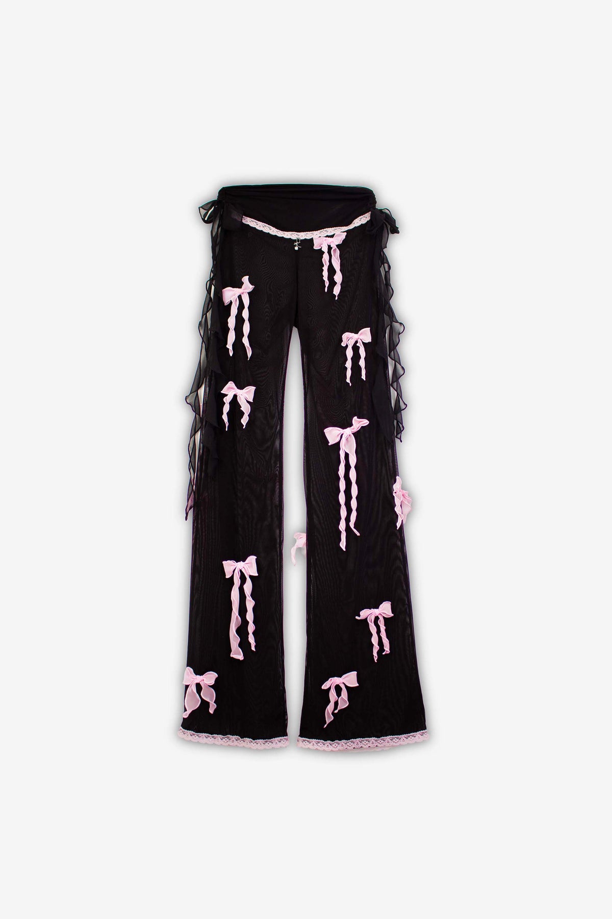 Bow Down embellished sheer trousers